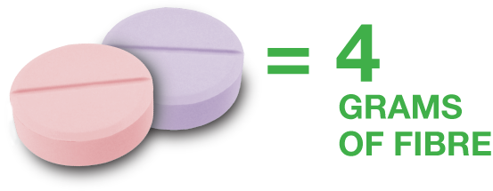 Fiber Food Supplement equals 4 grams of fibre Fiber Food Supplement equals 4 grams of fibre
